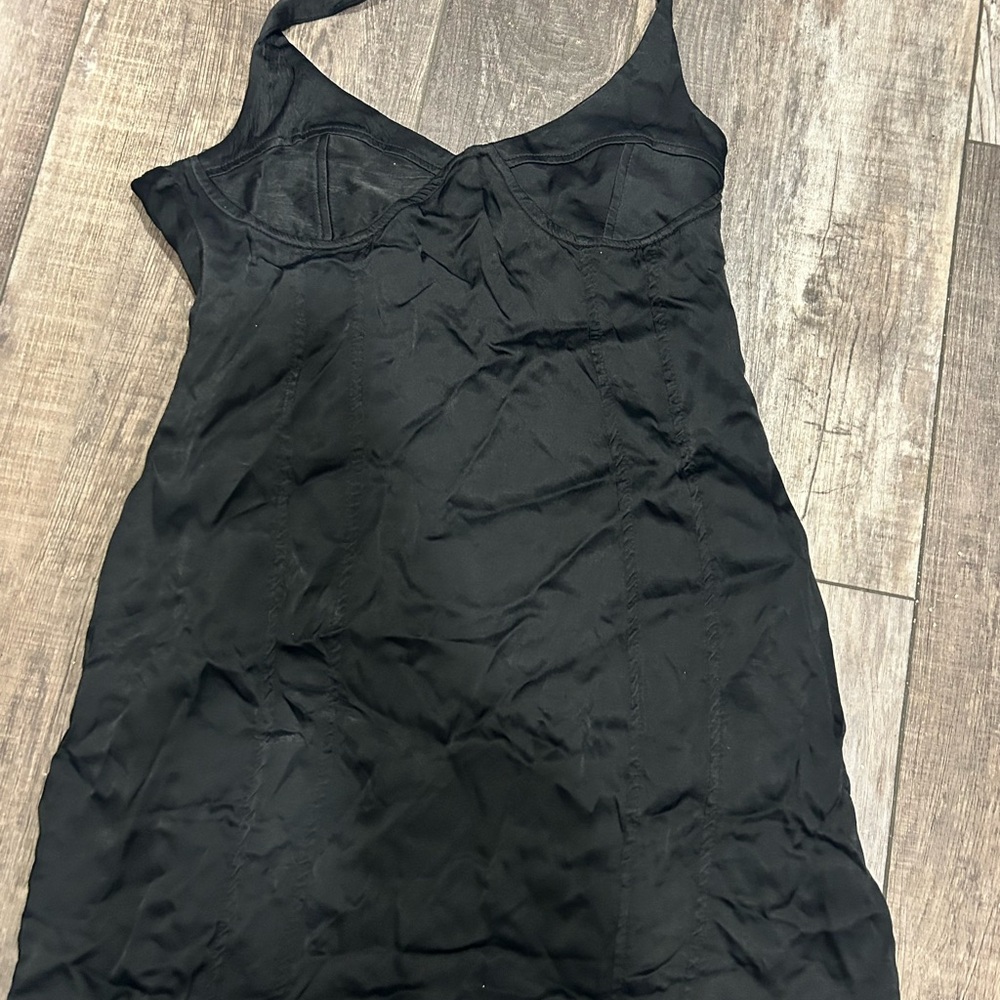 Zara Black Satin Slip Dress